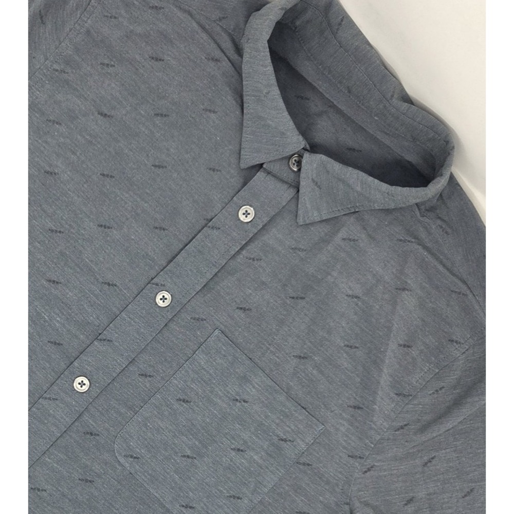 Vuori Bridge Short-Sleeve Button Down Shirt Size Men's Small Gray AOP V184